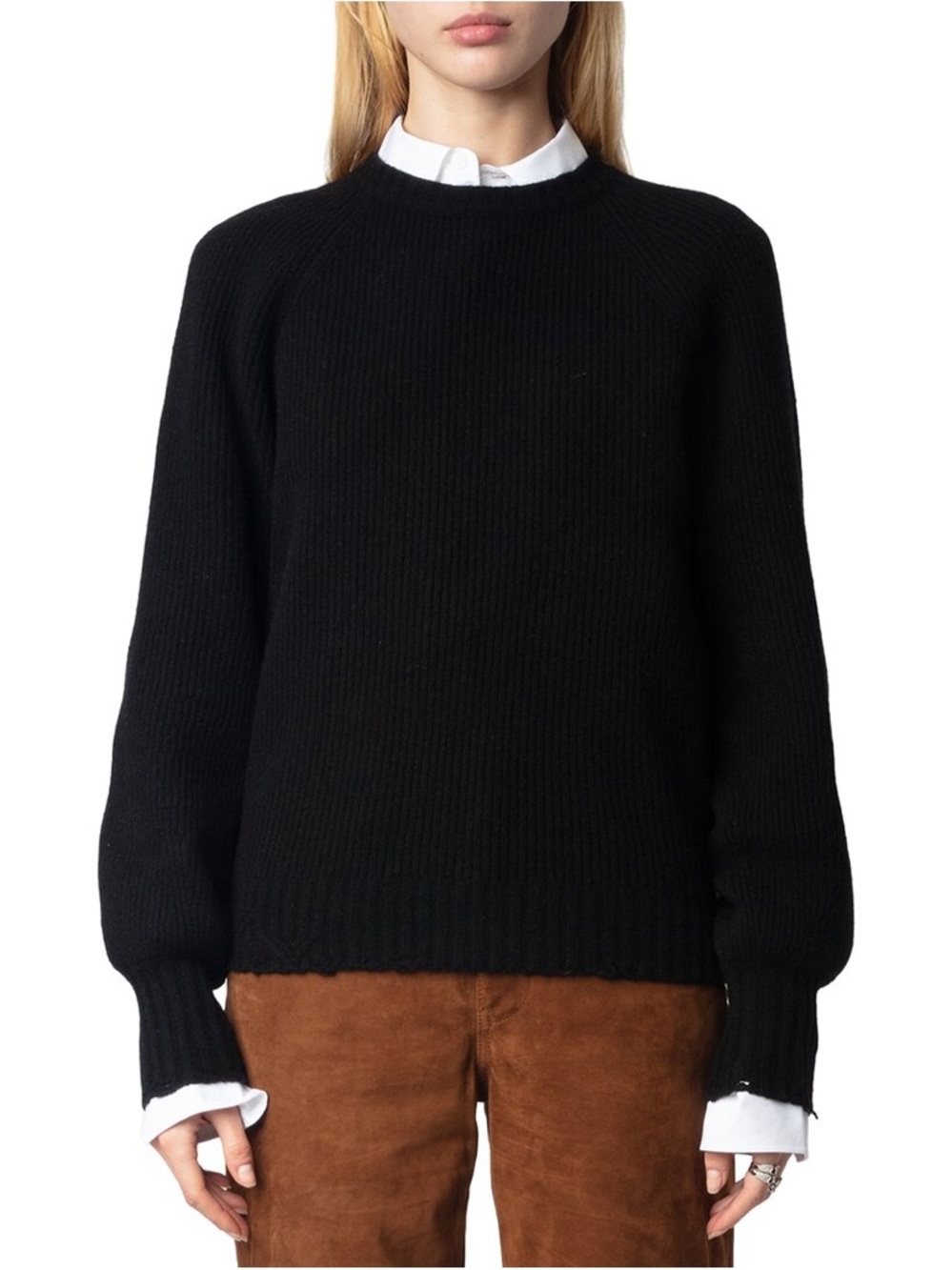 Zadig & Voltaire Moris Wews Sweater Women's Medium Black Cashmere Blend Knit NEW